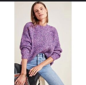 Anthropologie Purple Crew Neck Sweater